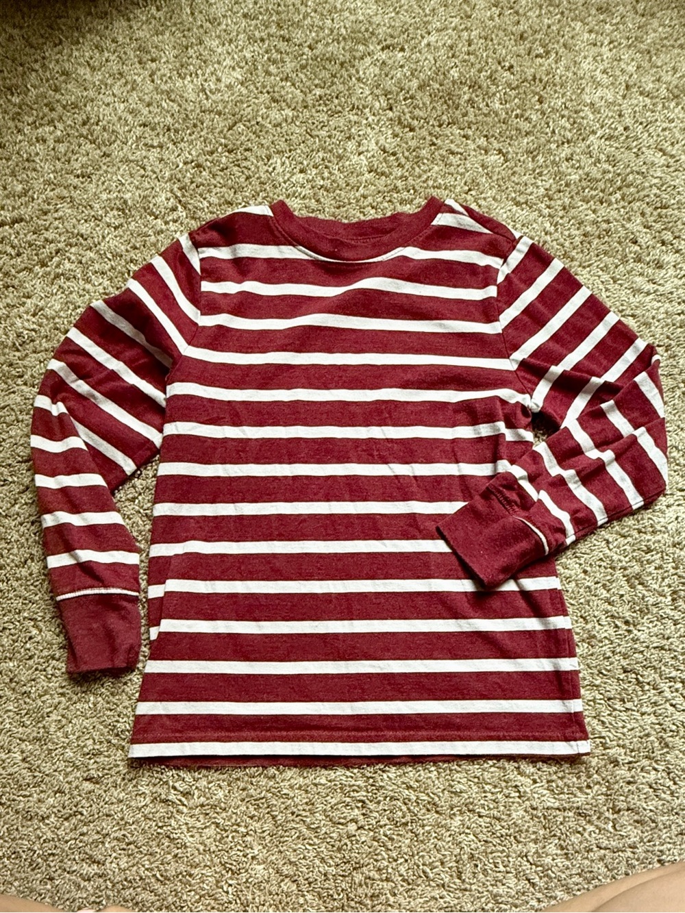 Cat & Jack Long Sleeve Striped Tee in Maroon & White
